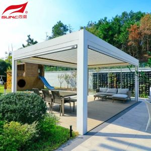 Smart Remote Control Aluminum Pergola With Waterproof Windproof Motorized