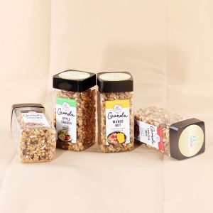 Food Grade Oats Clear Pet Plastic Square Jar With Screw Top Lid