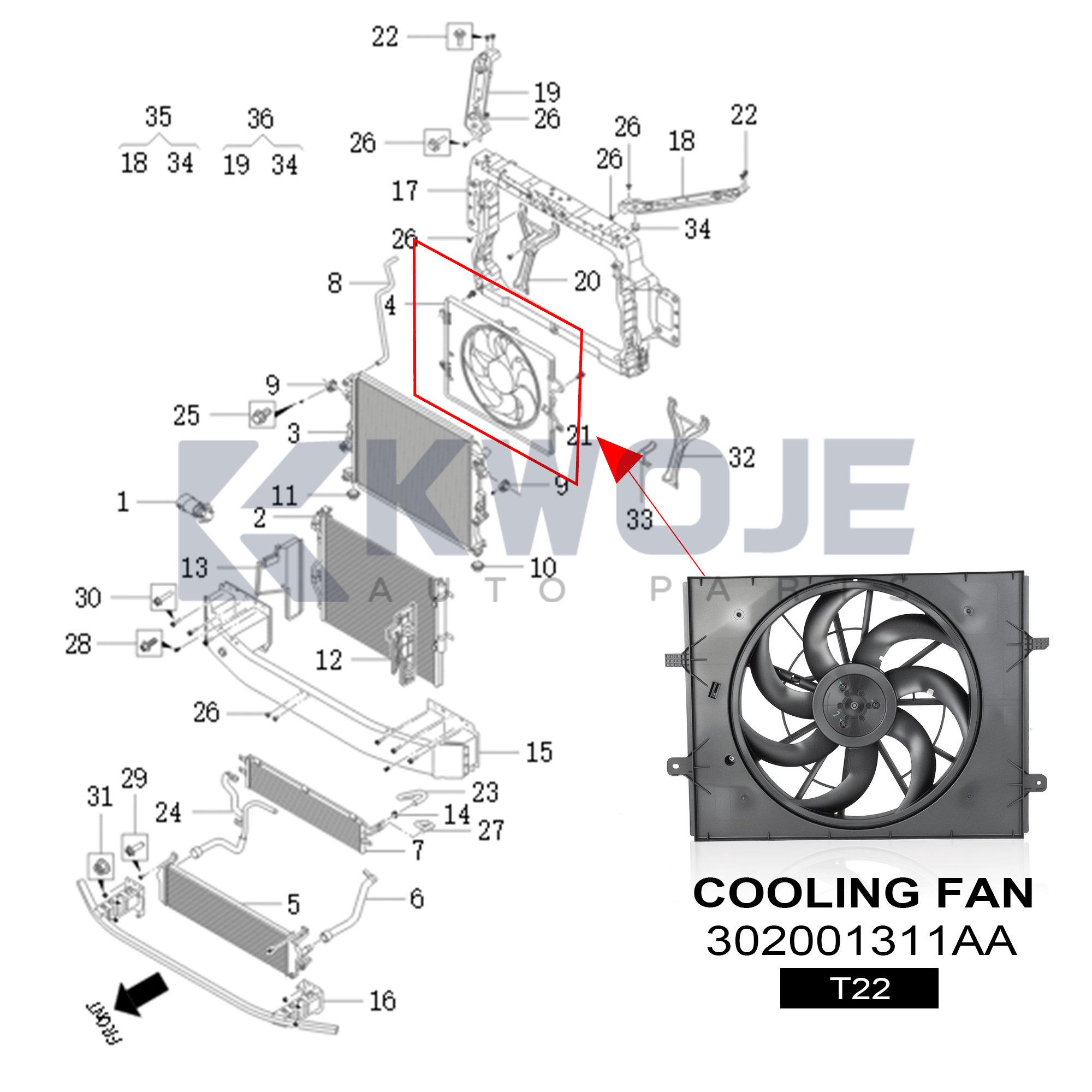 302001311AA Radiator Cooling Fan Assembly For Chery Auto Spare Parts Exeed RX