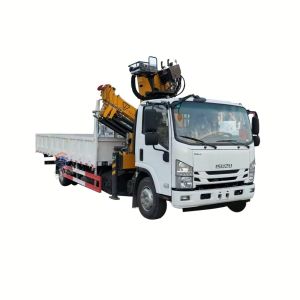 Cheap ISuzu Mobile Truck Mounted Crane 5 Tons Folding Arm 6 Speed Transmission for sale