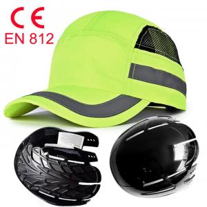 China Fluorescent Green Reflective Safety Helmet Shock And Collision Proof Lightweight Protective Cap CE EN812 Bump Cap on sale