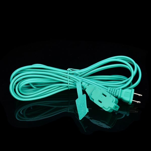 3 Outlet Extension Cord with Green PVC Jacket Material SPT-2 14/2 AWG 6FT/12FT 2 Prong Power Strip and Safety Cap Cover