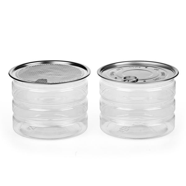 Quality Recyclable PET Packaging Can Clear Plastic Easy Open Lid Cylinder Jar wholesale