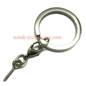 jiayang shiny silver laser cut logo flat split key ring with engraved logo