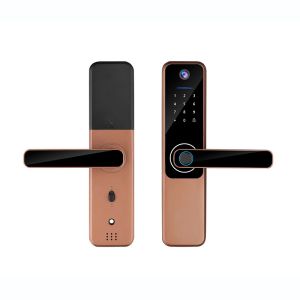 Cheap 8 Language Code Wifi Tuya Digital Door Lock with Smart Fingerprint Camera and OEM LOGO for sale