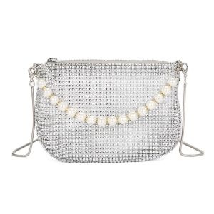 New pearl handle imitation full diamond handbag shoulder bag Cross-border