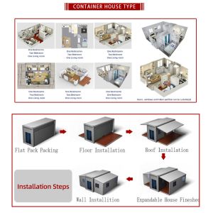 Expandable 20Ft Flat Pack Container House in Wood Grain 40 Feel Fabricated for