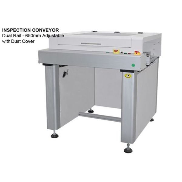 Quality Dual Rail  PCB Inspection Conveyor 650mm Max PCB Width With Dust Cover wholesale