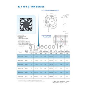 PBT Small DC Axial Cooling Fan 40x40x7MM For Computer Exhaust