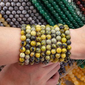 Gemstone Polished 6mm 8mm Yellow Howlite Beads For Crafts Making