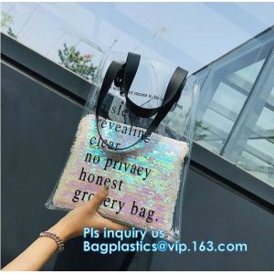 China Custom Transparent Gift Pvc Tote Shopping Bag, reflective pvc shopping women's bag, shinny PVC harrods shopping bag, pac on sale