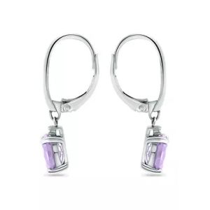 2.46 Ct. T.W. And 1/10 Ct. T.W. CZ Amethyst Leverback Earrings In Sterling