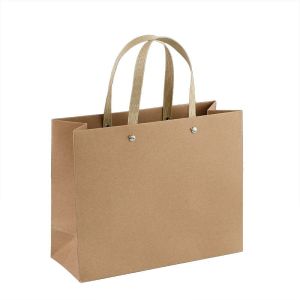 China Art Paper Non Laminated Gift Paper Bag Brown Kraft Handle Custom Print on sale