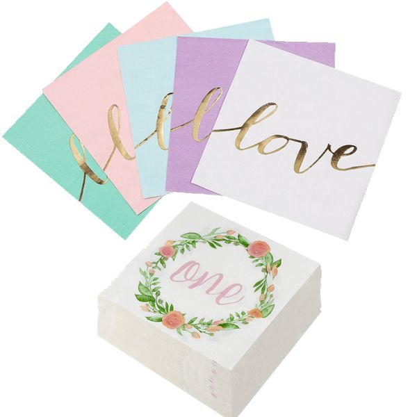 120 Count 2Ply Sunshine Blue Color Paper Napkin For Lunch Table