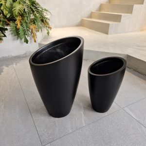 Modern Fiberglass Rectangular Flower Pots With Matte Finish