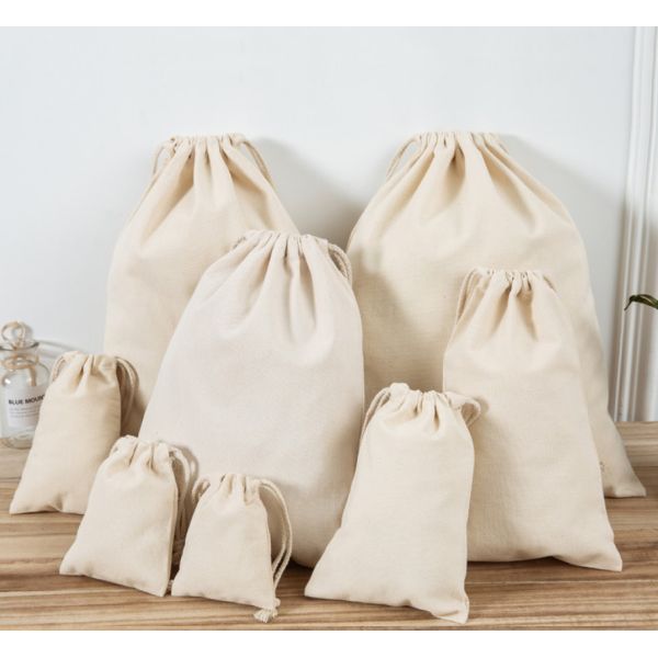 Quality Soft Canvas Gift Packaging Pull String Bag With Custom Printed Logo wholesale