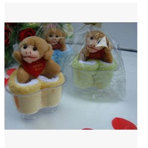 Cheap New creative promotion gift product wedding gift monkey towel with gift box for sale