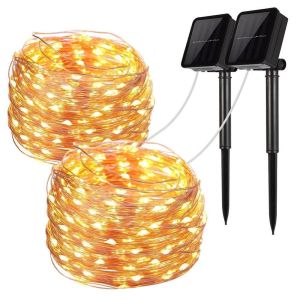 Fairy Copper Wire Solar LED String Lights Colorful IP67 Waterproof For Garden
