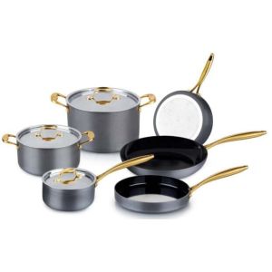 China Wonderful Hard Anodized Aluminium cookware set/kitchenware set/pots and pans with glass lid on sale