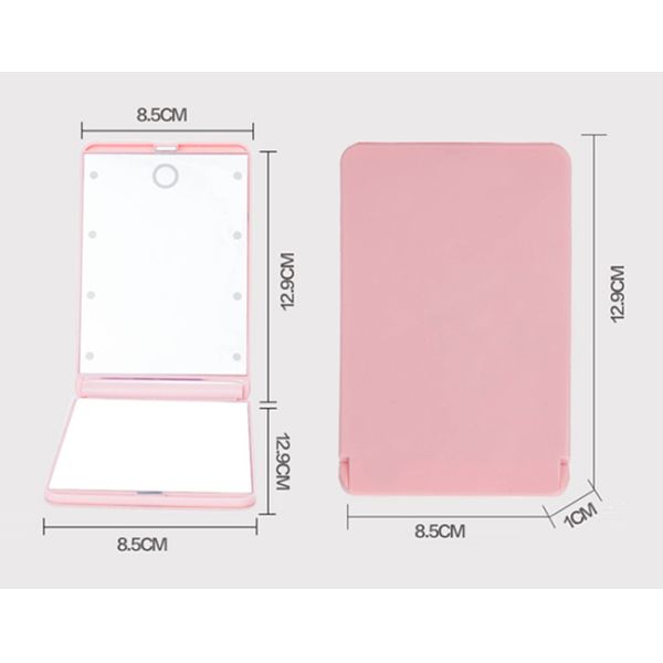 Foldable Travel Pocket CLED Cosmetic Mirror With Lights 12.9 X 8.5 X 1.0cm