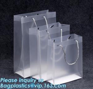 Cheap MULTI PURPUSE USE Frosted Clear Bags With Soft Strap Handles, Shopping Bags, Gift Bags, Take Out Bags With Cardboard for sale