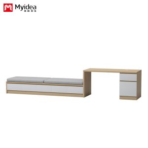 Single Occupancy Wooden Cabinet Table with Side Drawers and Office Desk Panel