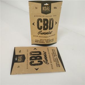 China Resealable Plastic Pouches Packaging CBD Eco Friendly Kraft Paper Bags Aluminum Foil Inside on sale