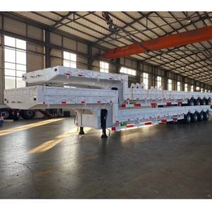Gooseneck Detachable 4 Axle Low Bed Trailer , Lowboy Semi Trailer For Sale