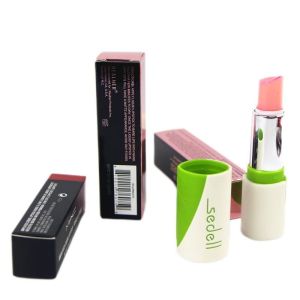 Pink Custom Lipstick Boxes Glossy Lamination 375g Silver Card Paper Material,