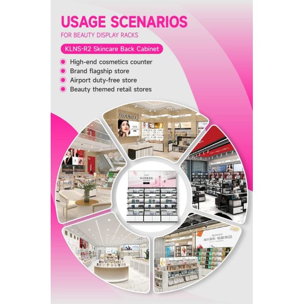 KLNS-R2 Translucent Panels Skincare Display Cabinet with Black Aluminum Slots