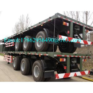 China Three Alxes 40ft Heavy Duty Semi Trailers Flatbed Truck With 28 Tons Landing Gear on sale