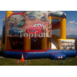 Cheap PVC Racing Car Inflatable Water Jumping Castle 5 x 5m Digital Printing With Slide for sale