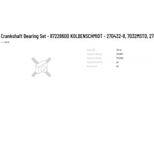 1.4kg Metal Original KS Crankshaft Bearing Set 87228600 KOLBENSCHMIDT 270432-8