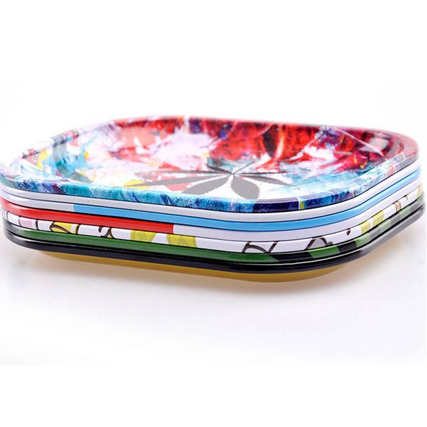 Quality Personalized Cigarette Tray , Color Painting Tinplate Weed Grass Fruit Tray wholesale