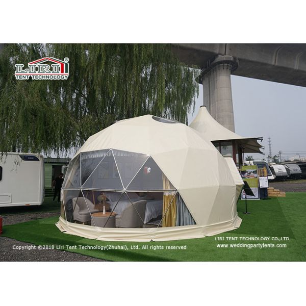 Quality Large Luxury Glamping Tents , 7m Geo Shelter Dome Tent With Roof Lining wholesale