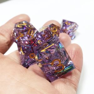 Purple color strip Resin Boarding Dice Set Dragon and Dungeon