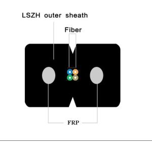 China 4 Cores Indoor Singlemode G657A GJXFH LSZH Jacket FTTH Fiber Optic Drop Cable on sale