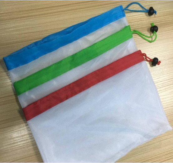 Quality 20D/50D Polyester Mesh Vegetable Storage Bags , Reusable Mesh Net Bag Drawstrings wholesale