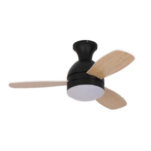 China Office 6000K Wood Ceiling Fan Light With Pull Chain on sale