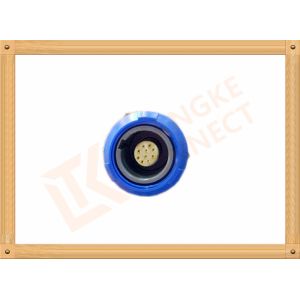 Blue Plastic Female Push Pull Circular Connectors / 10 Pin Circular Connector