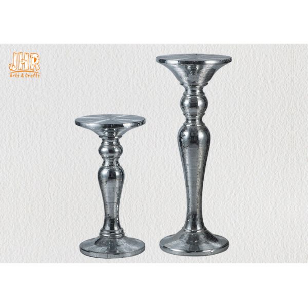Quality Silver Mosaic Glass Fiberglass Furniture Round Pedestal End Table Modern Style wholesale