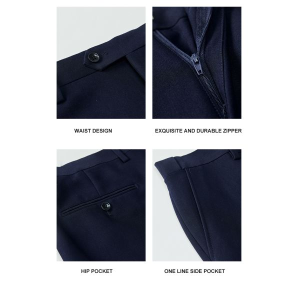 Weaving method woven Woolen Cloth Fabric end Men's Navy Blue Suit for Groom's Wedding