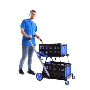 Trolley Double Folding Basket Trolley Easy Maneuvering
