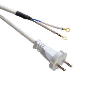 Cheap 10A/250V PSE 2Pin Plug Power Cord 4.8mm Terminal White SNI with Long-lasting Oxygen Free Bared Stranded Copper for sale