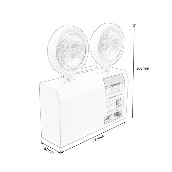 Outdoor LED Emergency Twin Spot Light White 3W 6500K 3 Hours Duration Time