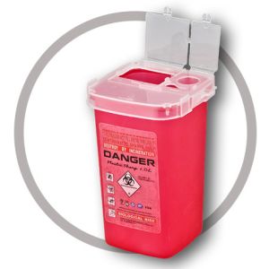 1 Litre Sharps disposal container, Sliding Lid, Red,Sharps Container |