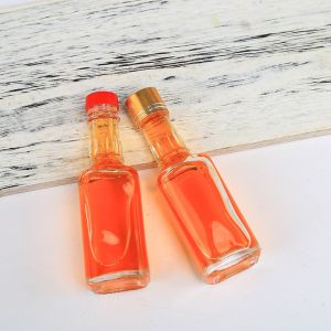 Carton Packing Square 50ml Empty Glass Wine Bottles Embossed With Screw Cap