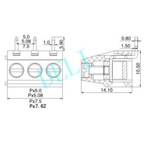 Plastic Enclosures PCB Connector DL128R--XX-5.0/5.08/7.5/7.62 With Terminal