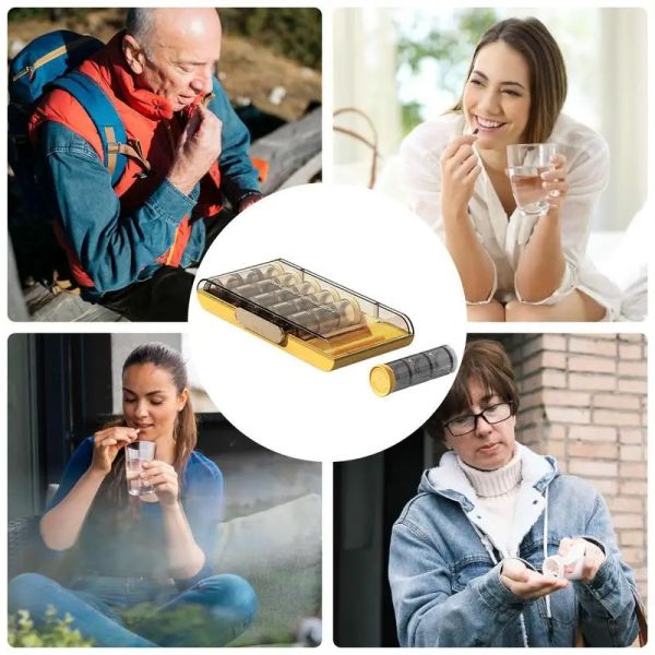 Weekly Pill Organizer 3 Times A Day 7 Day Pill Box With Separate Compartment Internal Box Threaded Knob Structure Large Medicine Organizer Box