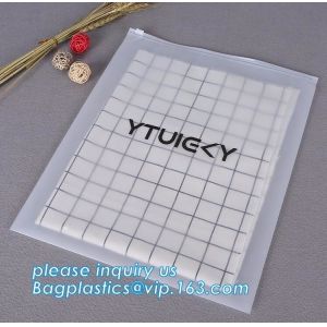 custom printed transparent bottom gusset slider zipper garment packaging pouch
